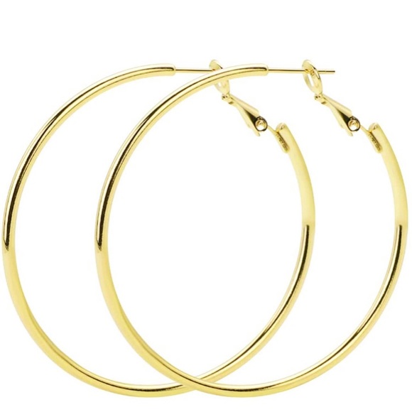 Rugewelry Jewelry - 2 inch Gold over Sterling Silver Hoop Earrings